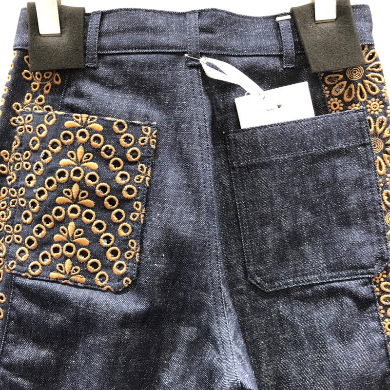 クリスチャン・ディオール Christian Dior デザインバギーデニムパンツ 322P81M3178 インディゴ コットン レディース デニムパンツ