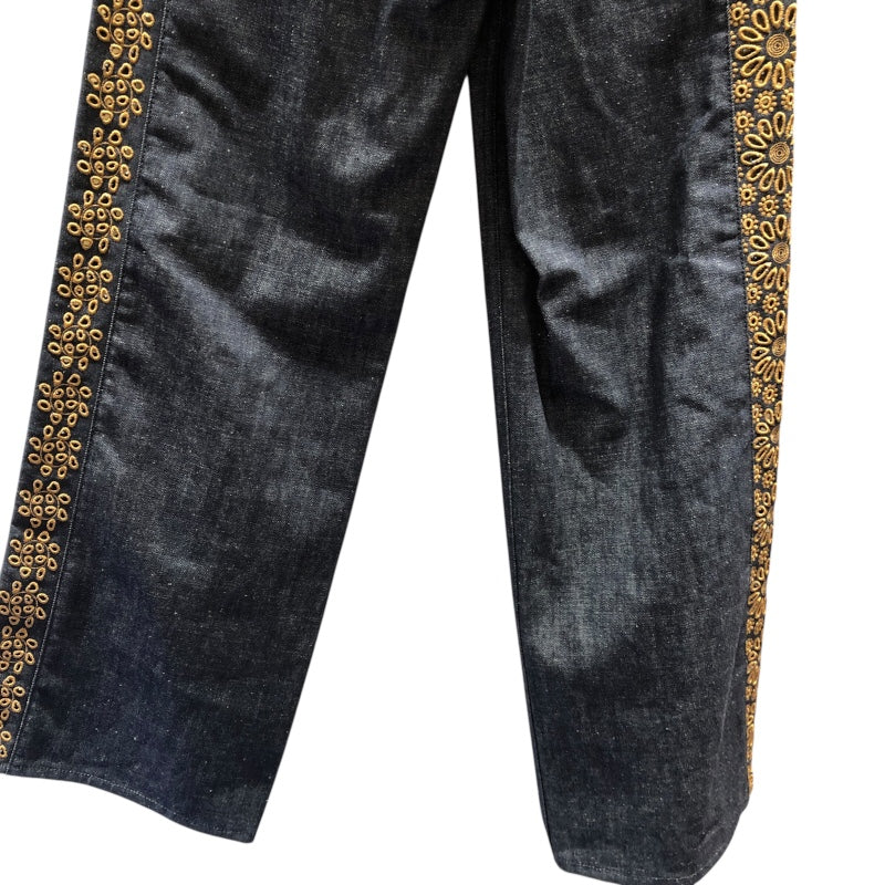 クリスチャン・ディオール Christian Dior デザインバギーデニムパンツ 322P81M3178 インディゴ コットン レディース デニムパンツ