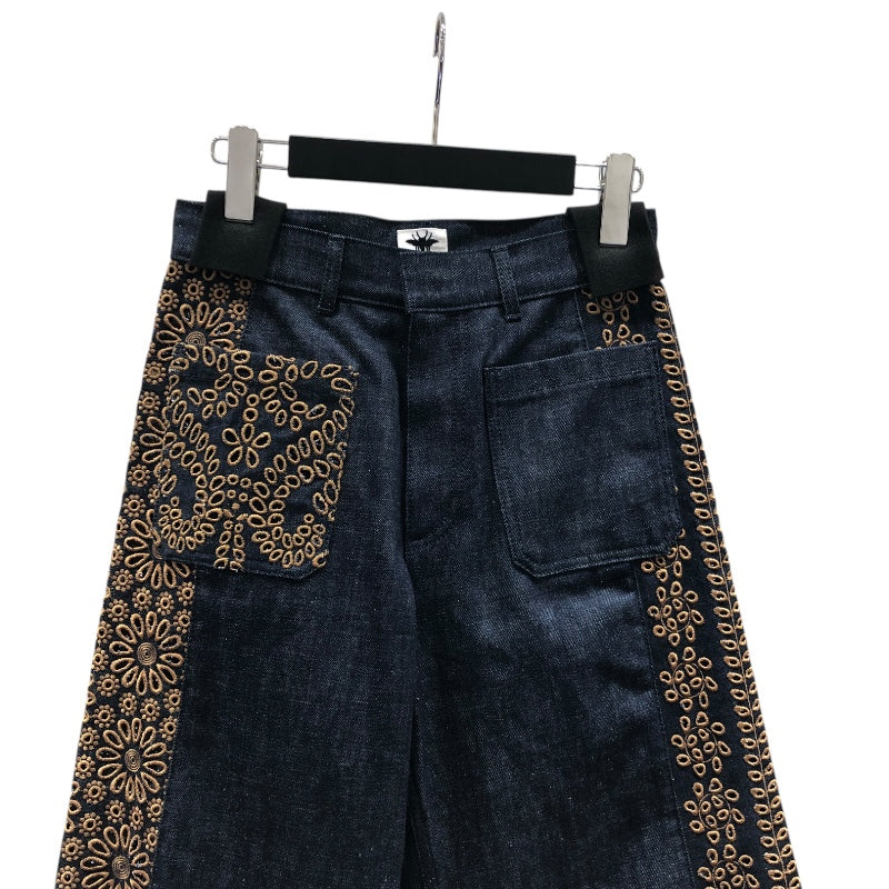 クリスチャン・ディオール Christian Dior デザインバギーデニムパンツ 322P81M3178 インディゴ コットン レディース デニムパンツ