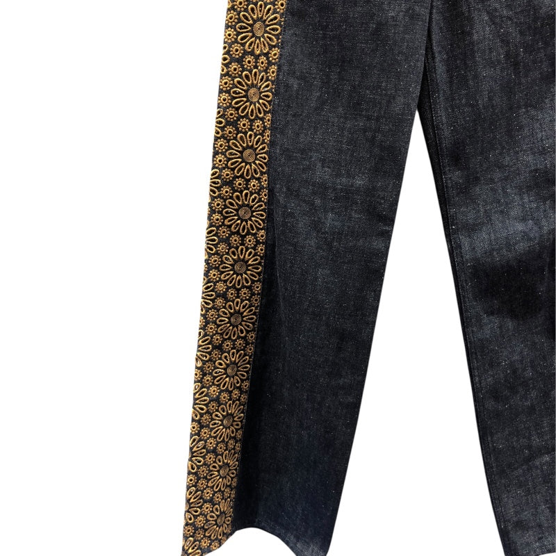 クリスチャン・ディオール Christian Dior デザインバギーデニムパンツ 322P81M3178 インディゴ コットン レディース デニムパンツ