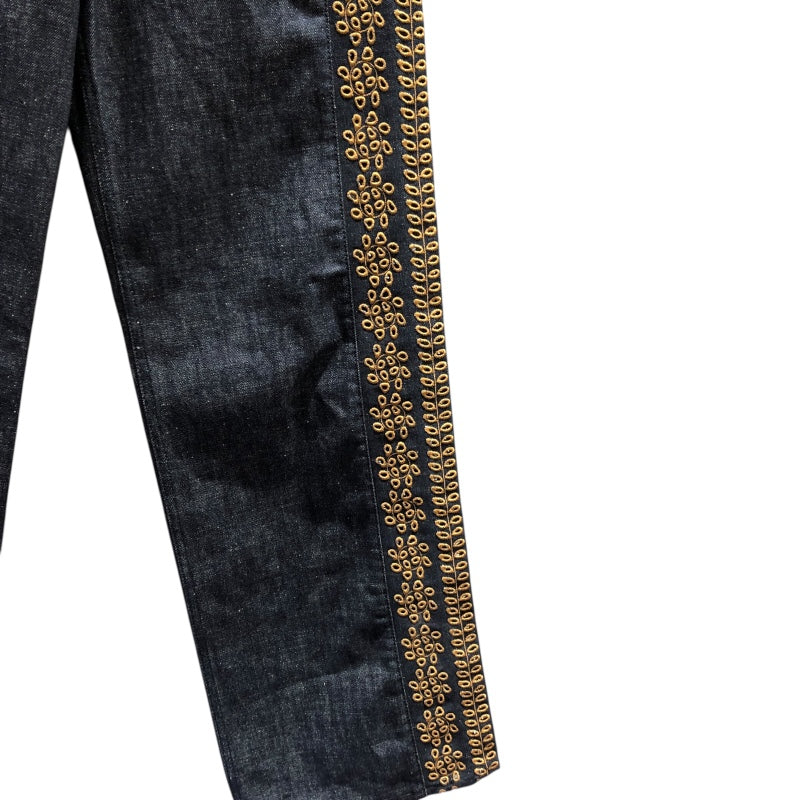 クリスチャン・ディオール Christian Dior デザインバギーデニムパンツ 322P81M3178 インディゴ コットン レディース デニムパンツ