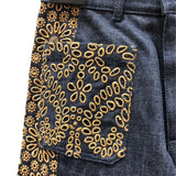 クリスチャン・ディオール Christian Dior デザインバギーデニムパンツ 322P81M3178 インディゴ コットン レディース デニムパンツ