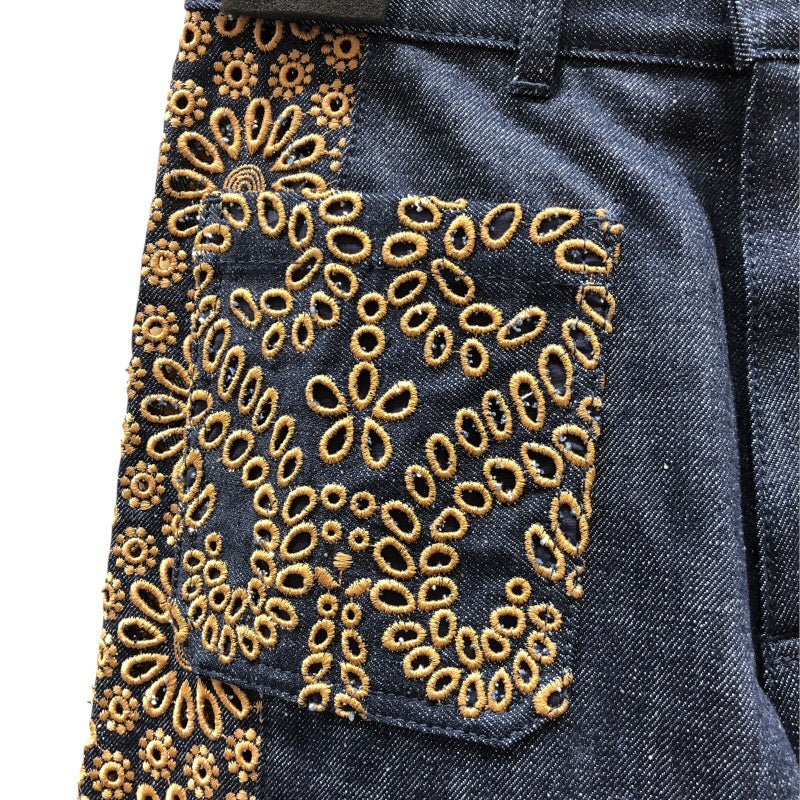 クリスチャン・ディオール Christian Dior デザインバギーデニムパンツ 322P81M3178 インディゴ コットン レディース デニムパンツ