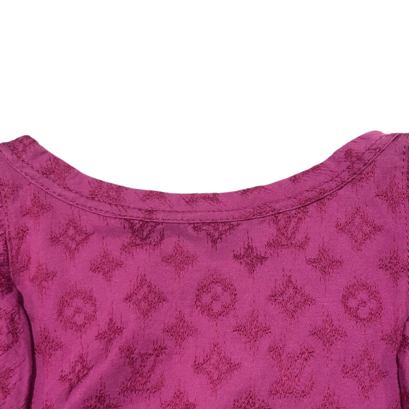 ルイ・ヴィトン LOUIS VUITTON モノグラム柄フリルトップス ピンク コットン レディース タンクトップ