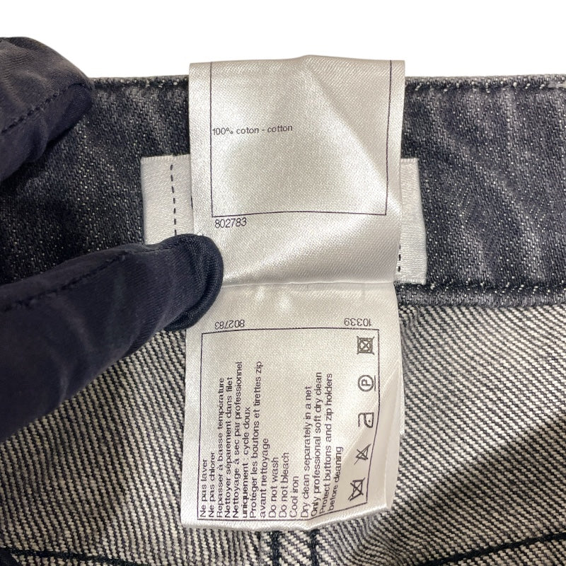 シャネル CHANEL マトラッセキルティングデニムパンツ P44333 ブラック デニム レディース デニムパンツ