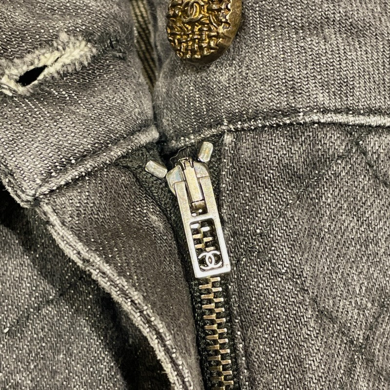 シャネル CHANEL マトラッセキルティングデニムパンツ P44333 ブラック デニム レディース デニムパンツ