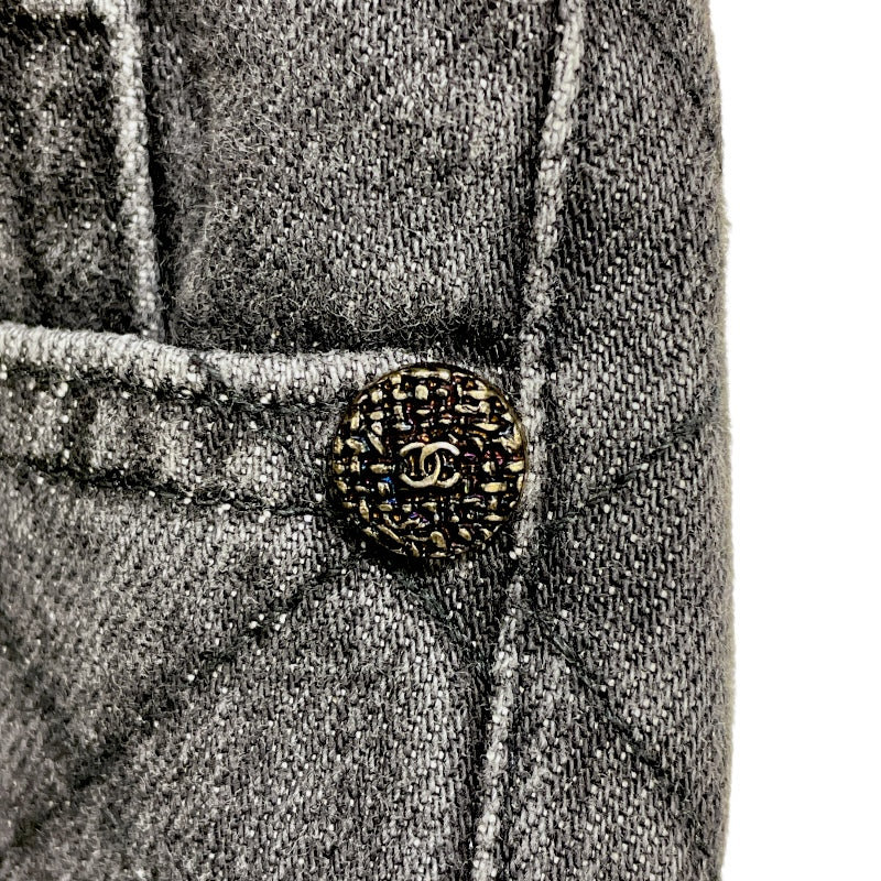 シャネル CHANEL マトラッセキルティングデニムパンツ P44333 ブラック デニム レディース デニムパンツ