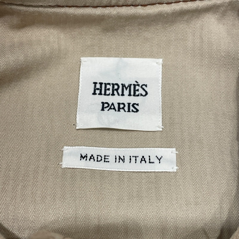 エルメス HERMES コリエドシアン総柄ノーカラージャケット 2E0254DS ベージュ コットン レディース ノーカラージャケット