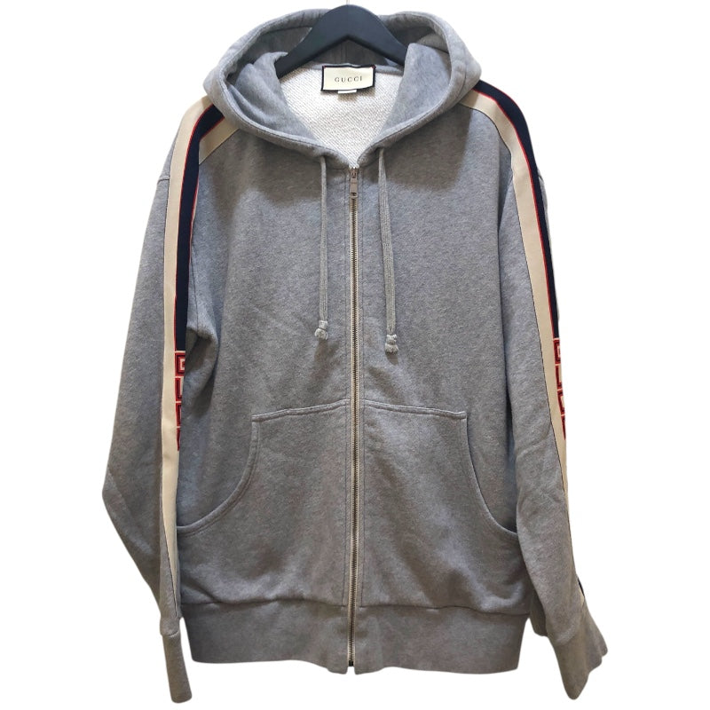 グッチ GUCCI ロゴテクニカルジップパーカー 497250 グレー コットン メンズ パーカー