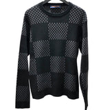 ルイ・ヴィトン LOUIS VUITTON ディストーテッドダミエ柄ニットセーター HKN16W ブラック コットン メンズ ニット