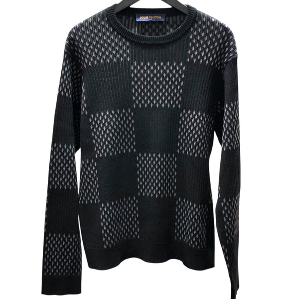 ルイヴィトン ダミエ柄 ニット ブラック ルイ・ヴィトン LOUIS VUITTON ディストーテッドダミエ柄ニット