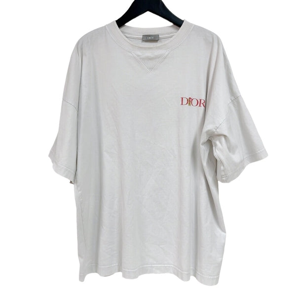 クリスチャン・ディオール Christian Dior ロゴプリントTシャツ 243J685A0677 ホワイト コットン メンズ 半袖Ｔシャツ