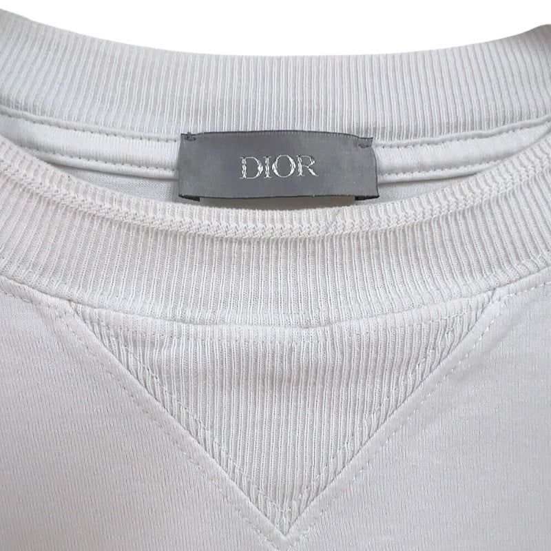 クリスチャン・ディオール Christian Dior ロゴプリントTシャツ 243J685A0677 ホワイト コットン メンズ 半袖Ｔシャツ