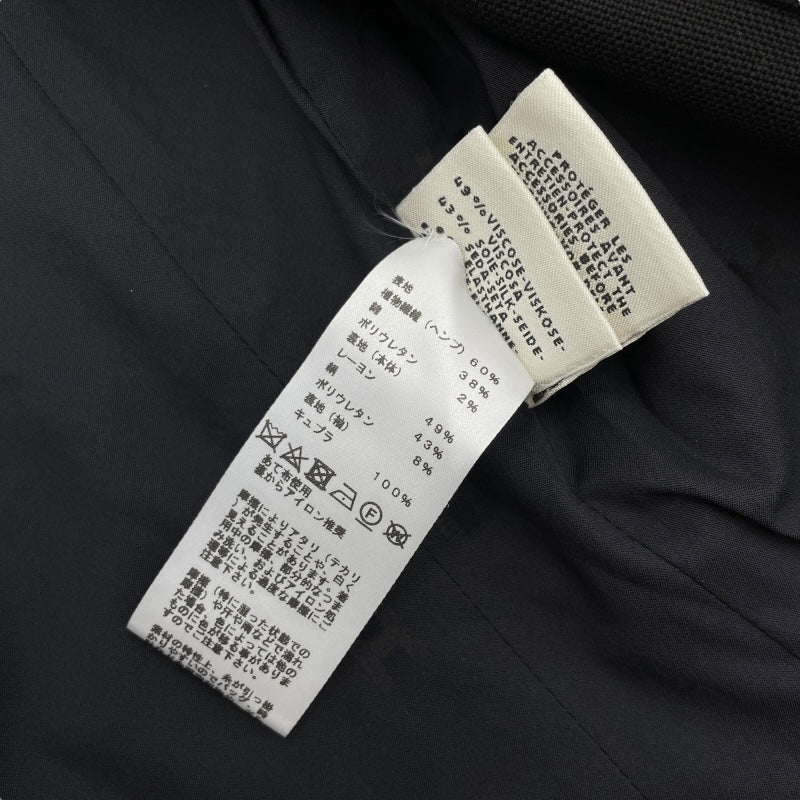 エルメス HERMES シェーヌダンクルZIPジャケット ブラック ヘンプ レディース ノーカラージャケット