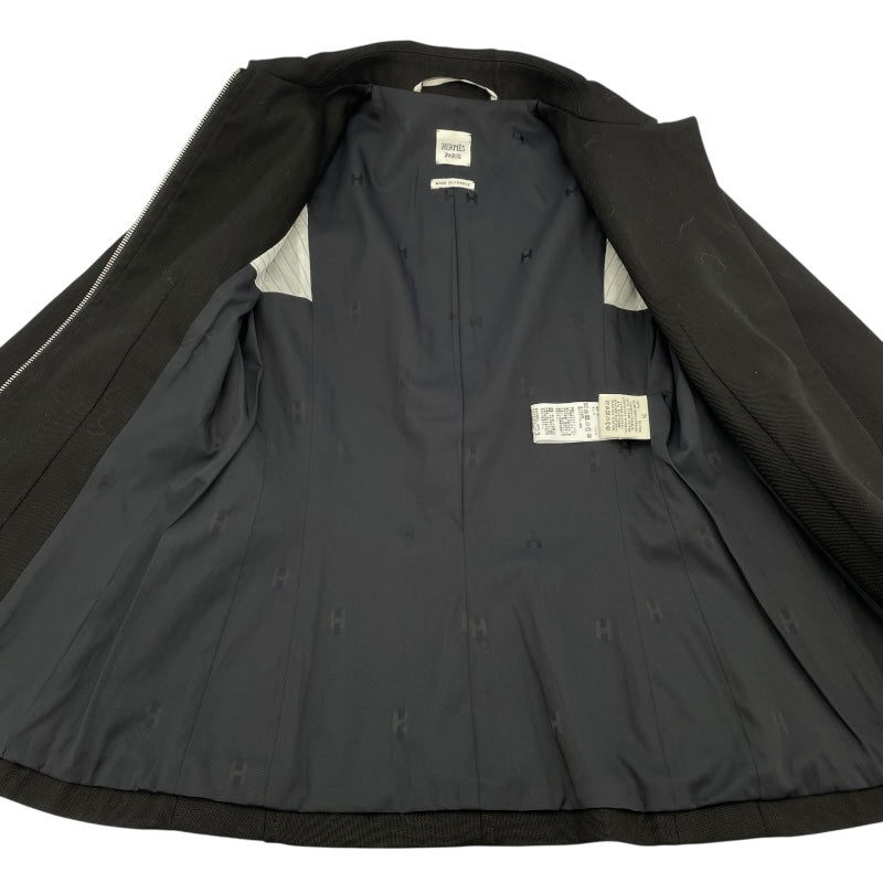 エルメス HERMES シェーヌダンクルZIPジャケット ブラック ヘンプ レディース ノーカラージャケット