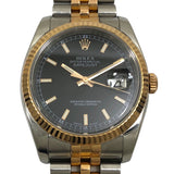 ロレックス ROLEX デイトジャスト36 D番 116231 ブラック PG/SS メンズ 腕時計