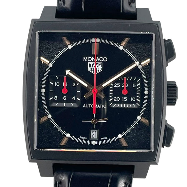タグ・ホイヤー TAG HEUER モナコ クロノグラフ スペシャルエディション CBL2180.FC6497 ブラック チタン/革ベルト 自動巻き メンズ 腕時計