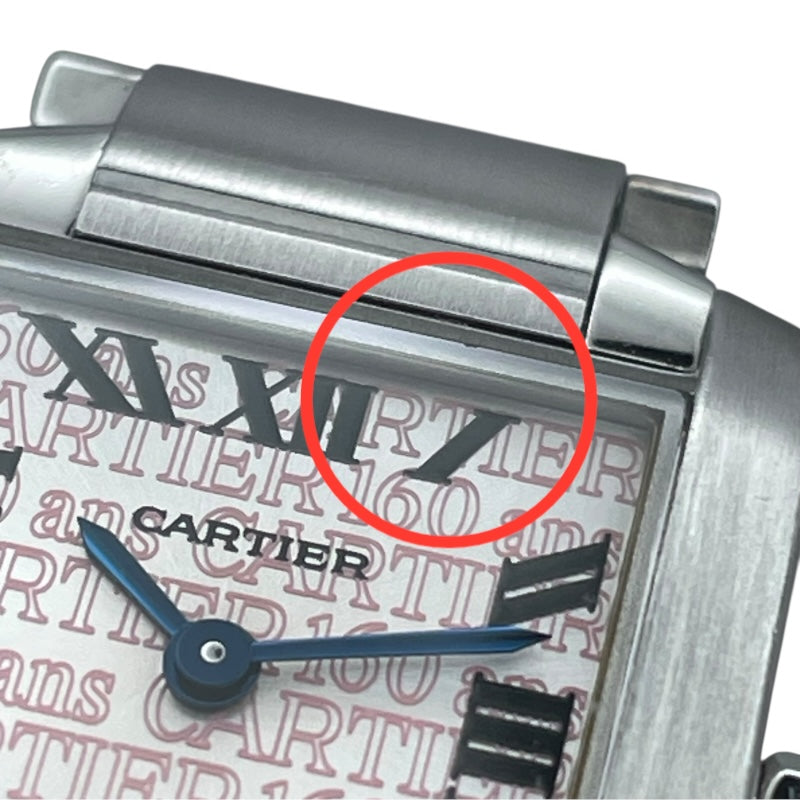 カルティエ Cartier タンクフランセーズ SM 2007年限定モデル W51035Q3 ピンク シルバー SS クオーツ レディース 腕時計