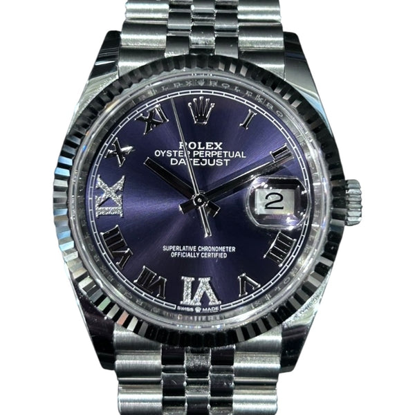 ロレックス ROLEX デイトジャスト36　オーベルジーヌ 126234 パープル WG/SS 自動巻き メンズ 腕時計