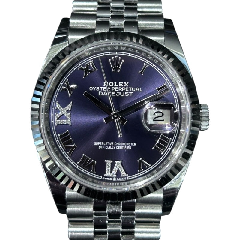 ロレックス ROLEX デイトジャスト36　オーベルジーヌ 126234 パープル WG/SS 自動巻き メンズ 腕時計