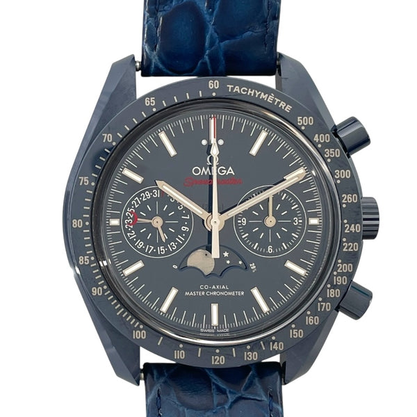 オメガ OMEGA スピードマスター ムーンウォッチ ブルーサイド オブザムーン 304.93.44.52.03.001 ブルー セラミック×革ベルト（社外） 自動巻き メンズ 腕時計