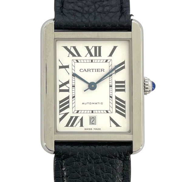 カルティエ Cartier タンクソロ XL W5200027 ホワイト SS 自動巻き メンズ 腕時計