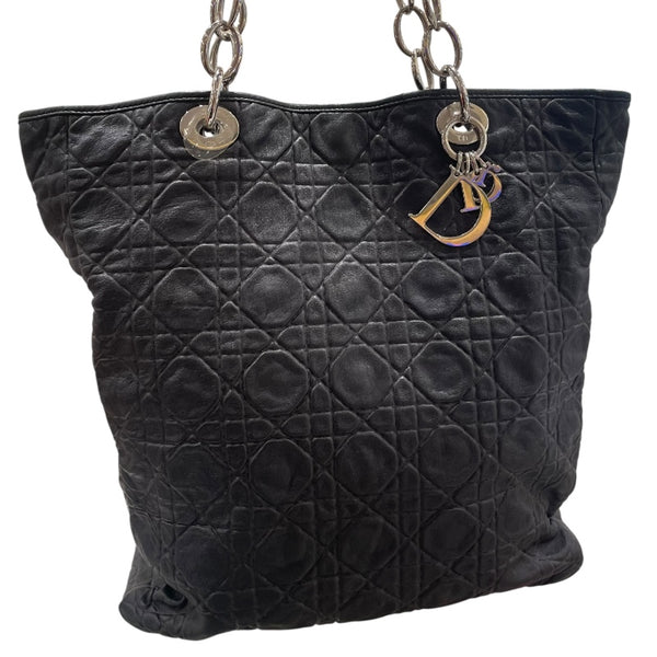 クリスチャン・ディオール Christian Dior カナージュトートバッグ ブラック　シルバー金具 カナージュラム メンズ ショルダーバッグ