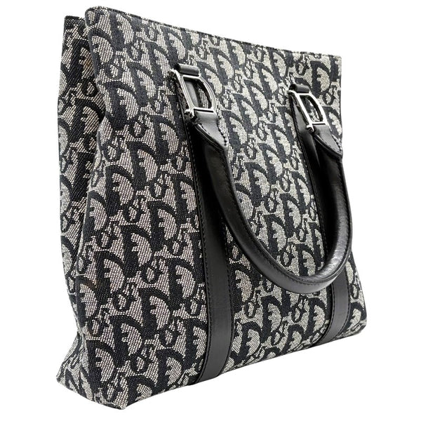 クリスチャン・ディオール Christian Dior トロッターハンドバッグ ブラック シルバー金具 トロッターキャンバス レディース ハンドバッグ