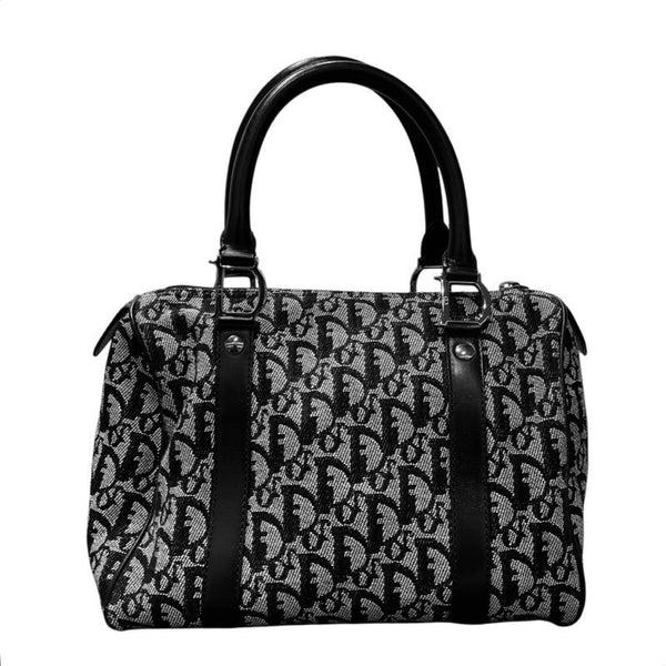 クリスチャン・ディオール Christian Dior トロッタースモールボストンバッグ ブラック トロッターキャンバス レディース ボストンバッグ