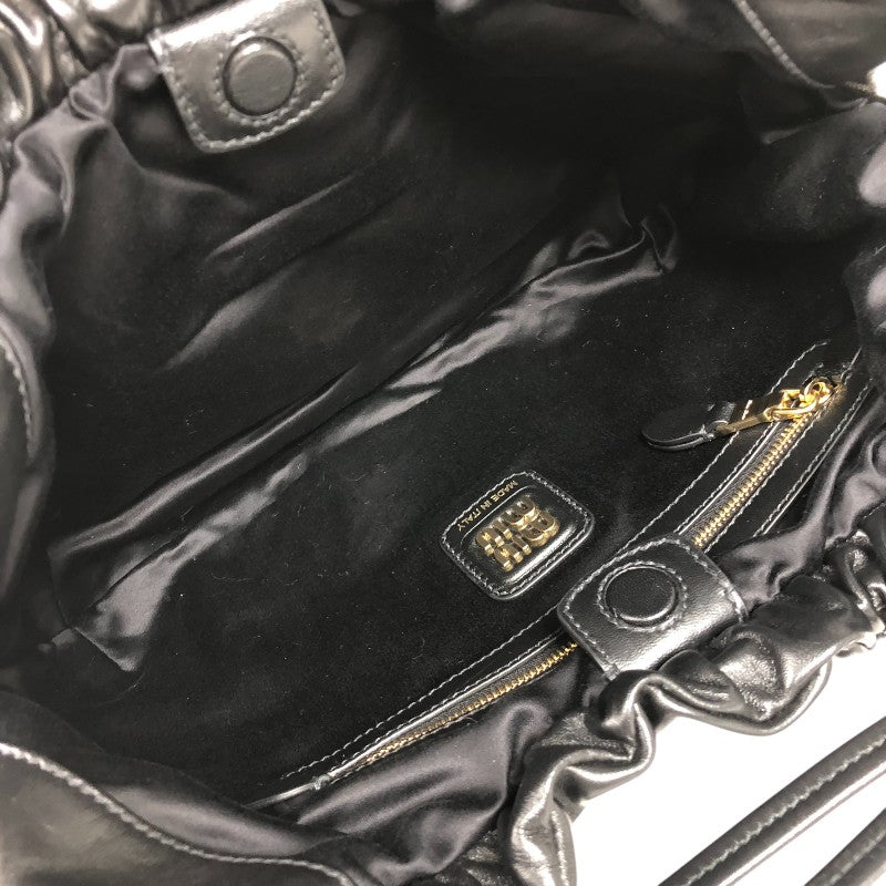 ミュウミュウ miu miu ロゴホーボーバッグ 5BC175 ブラック ナッパレザー レディース ショルダーバッグ