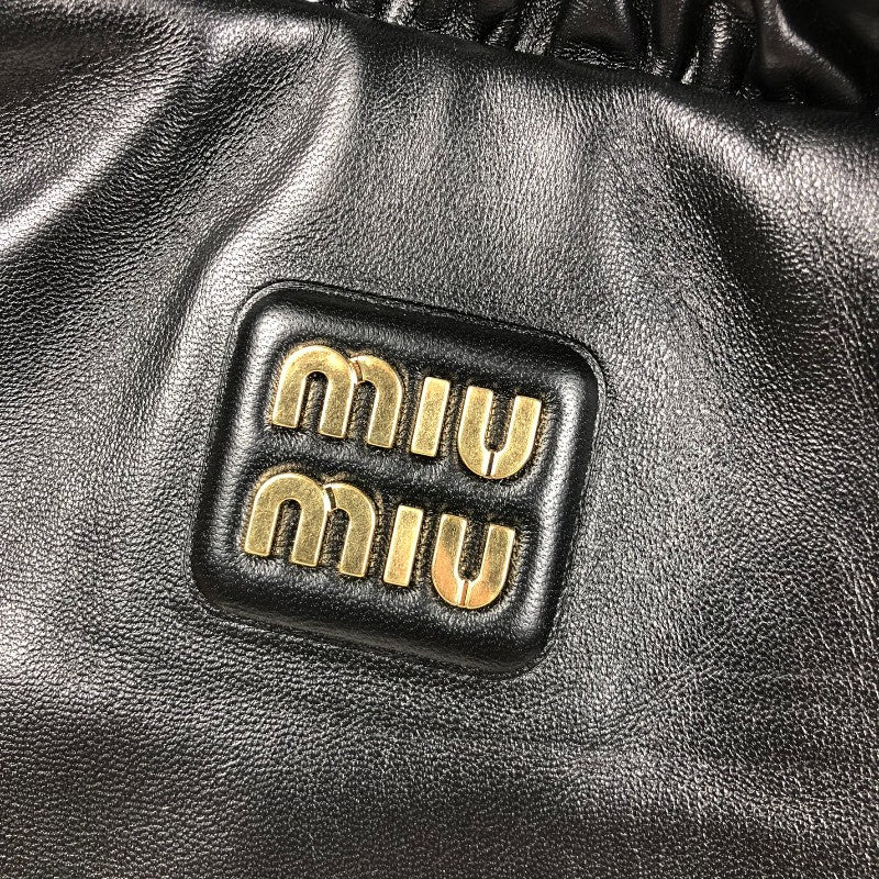ミュウミュウ miu miu ロゴホーボーバッグ 5BC175 ブラック ナッパレザー レディース ショルダーバッグ