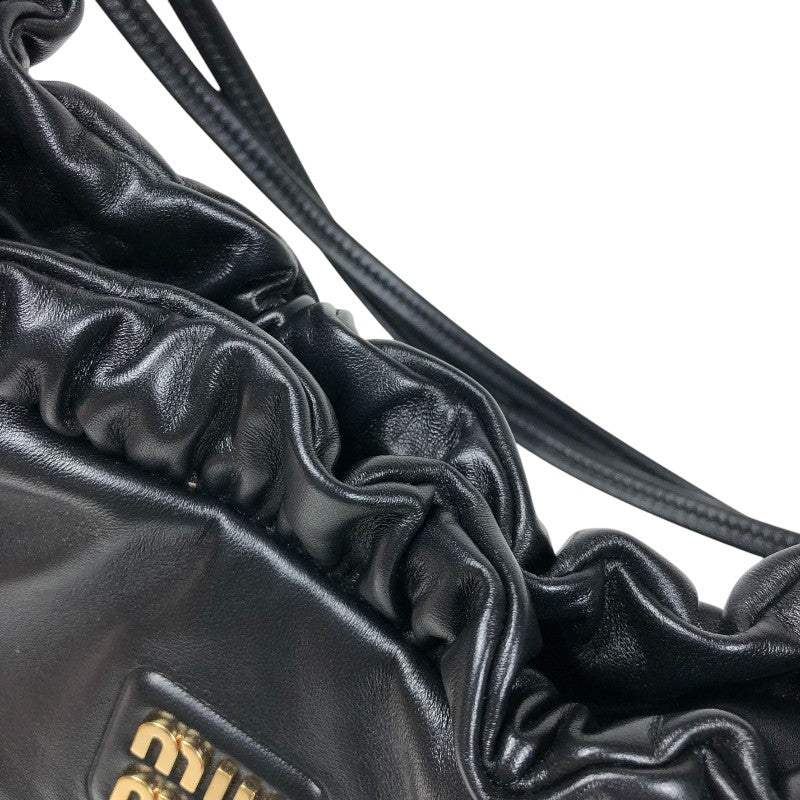 ミュウミュウ miu miu ロゴホーボーバッグ 5BC175 ブラック ナッパレザー レディース ショルダーバッグ
