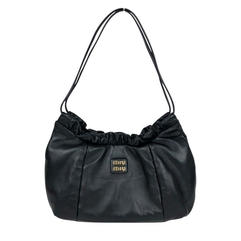 ミュウミュウ miu miu ロゴホーボーバッグ 5BC175 ブラック ナッパレザー レディース ショルダーバッグ