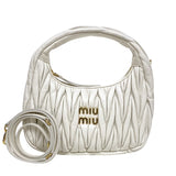 ミュウミュウ miu miu ワンダー マテラッセレザー ホーボーバッグ 5BC125 ホワイト ゴールド金具 ラムレザー レディース ハンドバッグ ショルダーバッグ