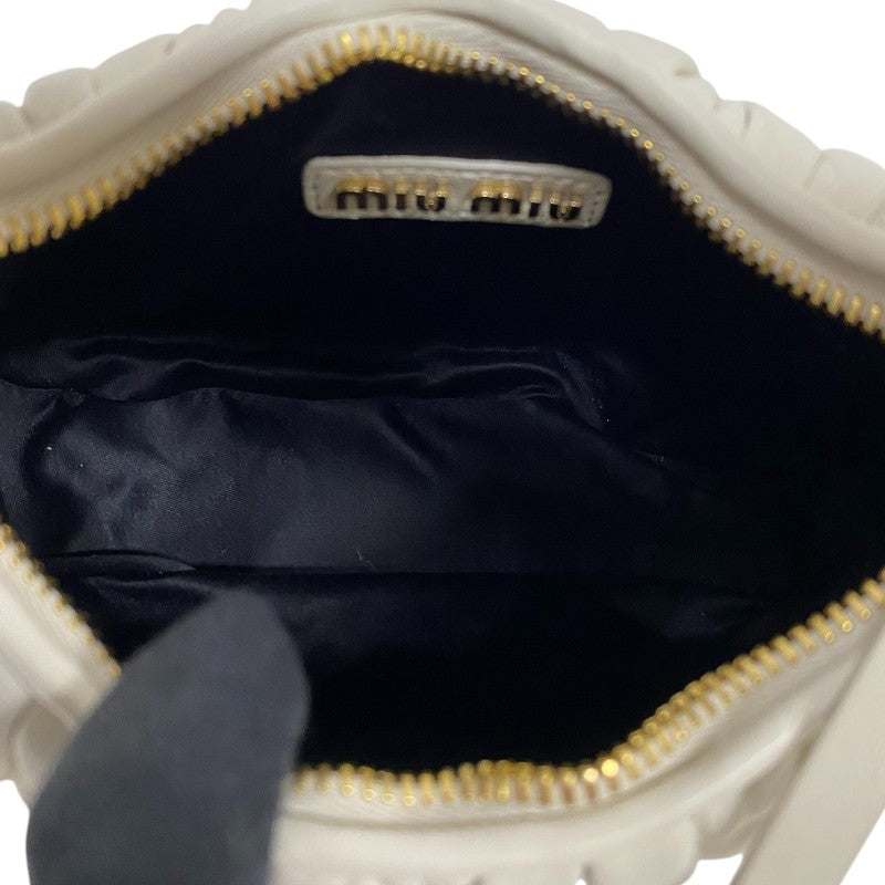 ミュウミュウ miu miu ワンダー マテラッセレザー ホーボーバッグ 5BC125 ホワイト ゴールド金具 ラムレザー レディース ハンドバッグ ショルダーバッグ