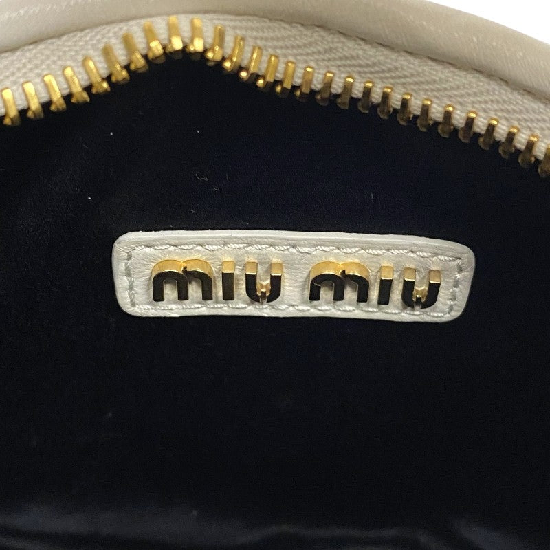 ミュウミュウ miu miu ワンダー マテラッセレザー ホーボーバッグ 5BC125 ホワイト ゴールド金具 ラムレザー レディース ハンドバッグ ショルダーバッグ