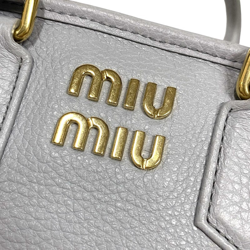 ミュウミュウ miu miu アルカディ レザーバッグ 5BB123 パープルグレー ゴールド金具 レディース ハンドバッグ ショルダーバッグ