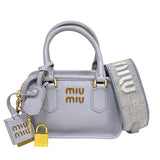 ミュウミュウ miu miu アルカディ レザーバッグ 5BB123 パープルグレー ゴールド金具 レディース ハンドバッグ ショルダーバッグ