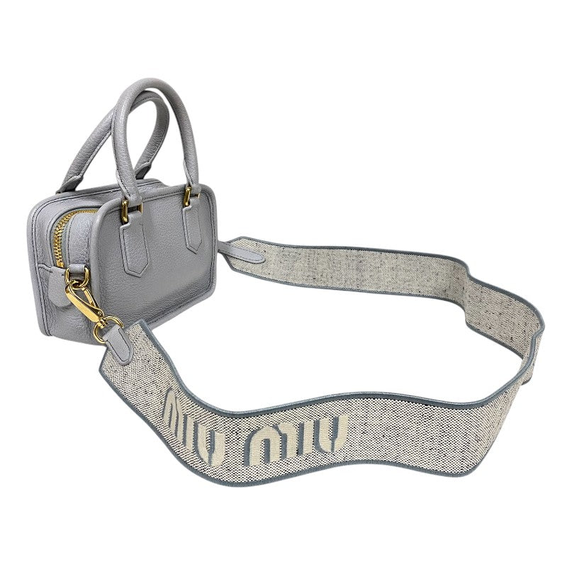 ミュウミュウ miu miu アルカディ レザーバッグ 5BB123 パープルグレー ゴールド金具 レディース ハンドバッグ ショルダーバッグ