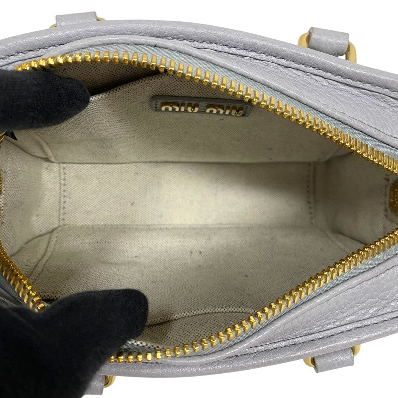 ミュウミュウ miu miu アルカディ レザーバッグ 5BB123 パープルグレー ゴールド金具 レディース ハンドバッグ ショルダーバッグ