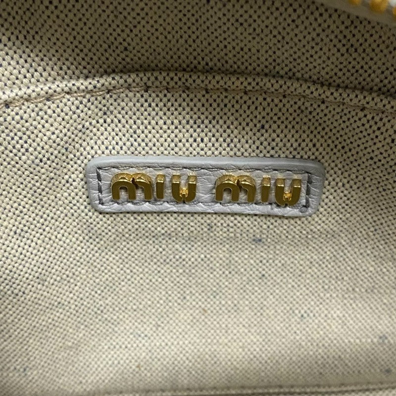 ミュウミュウ miu miu アルカディ レザーバッグ 5BB123 パープルグレー ゴールド金具 レディース ハンドバッグ ショルダーバッグ
