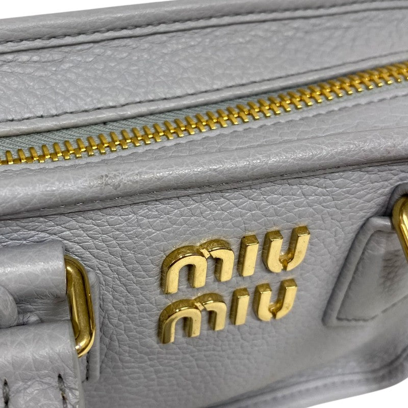 ミュウミュウ miu miu アルカディ レザーバッグ 5BB123 パープルグレー ゴールド金具 レディース ハンドバッグ ショルダーバッグ