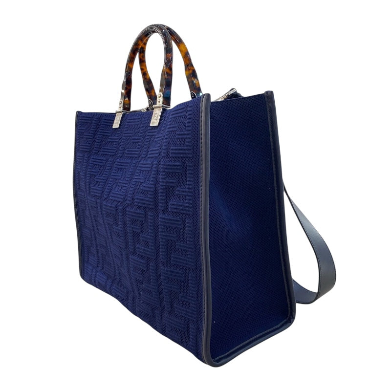フェンディ FENDI サンシャイントートミディアム 8BH386 ネイビー ファブリック・レザー レディース トートバッグ