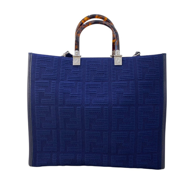 フェンディ FENDI サンシャイントートミディアム 8BH386 ネイビー ファブリック・レザー レディース トートバッグ