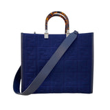 フェンディ FENDI サンシャイントートミディアム 8BH386 ネイビー ファブリック・レザー レディース トートバッグ