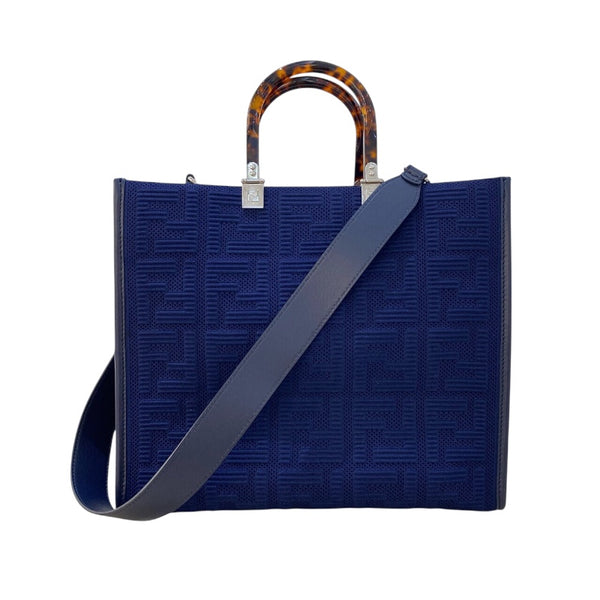 フェンディ FENDI サンシャイントートミディアム 8BH386 ネイビー ファブリック・レザー レディース トートバッグ