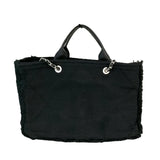 シャネル CHANEL ﾗｰｼﾞｼｮｯﾋﾟﾝｸﾞﾄｰﾄ ブラック/SV金具 ｺｯﾄﾝ レディース トートバッグ