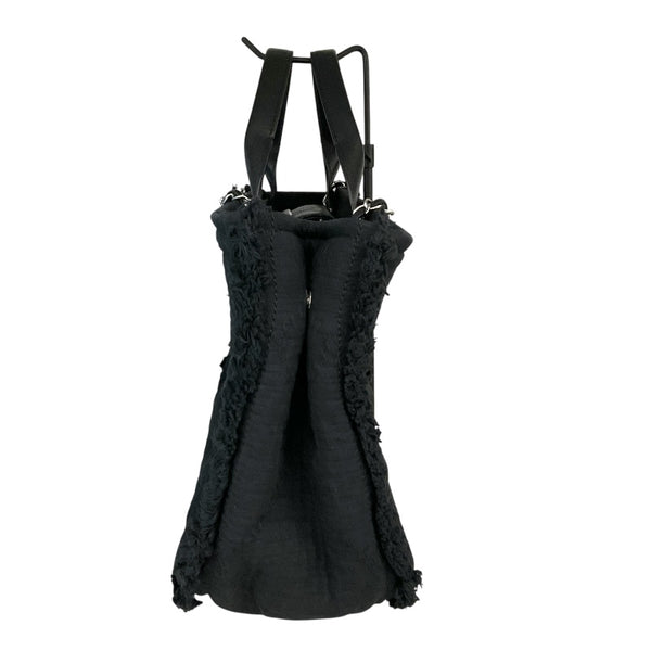 シャネル CHANEL ﾗｰｼﾞｼｮｯﾋﾟﾝｸﾞﾄｰﾄ ブラック/SV金具 ｺｯﾄﾝ レディース トートバッグ