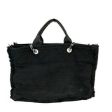 シャネル CHANEL ﾗｰｼﾞｼｮｯﾋﾟﾝｸﾞﾄｰﾄ ブラック/SV金具 ｺｯﾄﾝ レディース トートバッグ