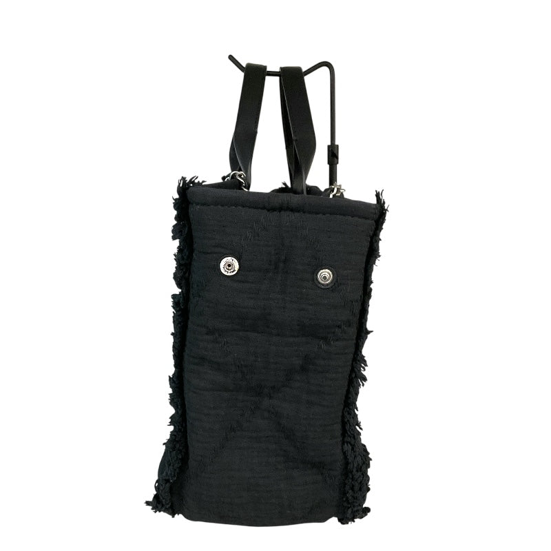 シャネル CHANEL ﾗｰｼﾞｼｮｯﾋﾟﾝｸﾞﾄｰﾄ ブラック/SV金具 ｺｯﾄﾝ レディース トートバッグ